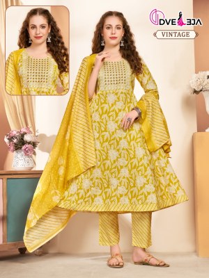 Kalli 3 by Dveeja fancy flared cotton printed kurti pant and dupatta catalogue at affordable rate  readymade suit catalogs