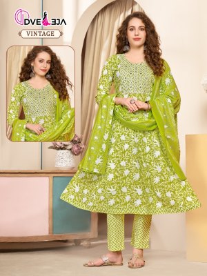 Kalli 3 by Dveeja fancy flared cotton printed kurti pant and dupatta catalogue at affordable rate  readymade suit catalogs