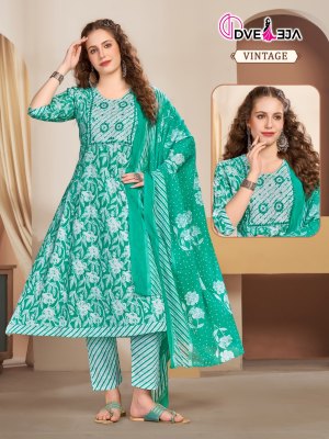 Kalli 3 by Dveeja fancy flared cotton printed kurti pant and dupatta catalogue at affordable rate  readymade suit catalogs