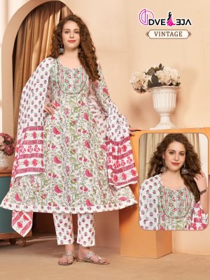 Kalli 3 by Dveeja fancy flared cotton printed kurti pant and dupatta catalogue at affordable rate  readymade suit catalogs