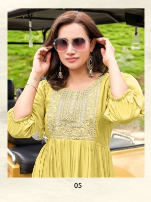 Kanak by Aanchi kurtis flair neck embroidered kurti catalogue at affordable rate kurtis catalogs