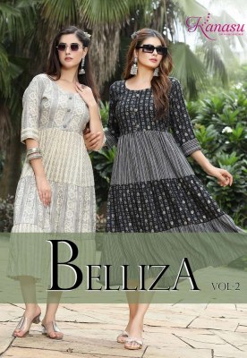 Kanasu new belliza long gown frock style Kurti wholesaler Surat 