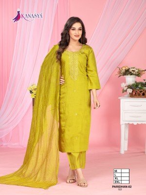 Kanasya Paridhan Vol 02  Vatican Top And Bottom Embroidery Work And Digital Chanderi Dupatta Wholesale kurtis catalogs