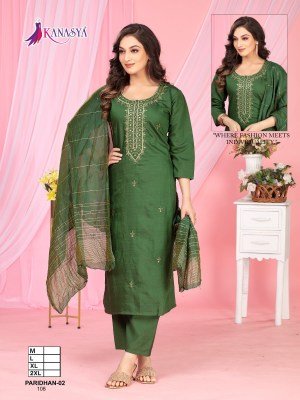 Kanasya Paridhan Vol 02  Vatican Top And Bottom Embroidery Work And Digital Chanderi Dupatta Wholesale kurtis catalogs