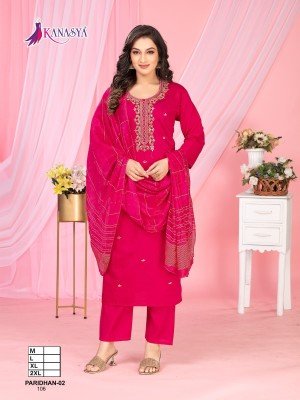 Kanasya Paridhan Vol 02  Vatican Top And Bottom Embroidery Work And Digital Chanderi Dupatta Wholesale kurtis catalogs