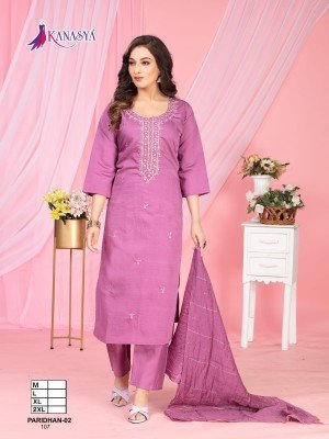 Kanasya Paridhan Vol 02  Vatican Top And Bottom Embroidery Work And Digital Chanderi Dupatta Wholesale kurtis catalogs