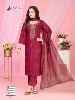 Kanasya Paridhan Vol 02  Vatican Top And Bottom Embroidery Work And Digital Chanderi Dupatta Wholesale kurtis catalogs
