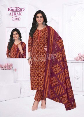 Kanika Ajrak Vol 1 Stylish Straight Kurti with Printed Pant And Cotton Feel Dupatta Wholesale kurtis catalogs