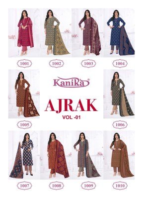 Kanika Ajrak Vol 1 Stylish Straight Kurti with Printed Pant And Cotton Feel Dupatta Wholesale kurtis catalogs