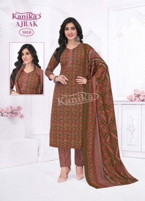 Kanika Ajrak Vol 1 Stylish Straight Kurti with Printed Pant And Cotton Feel Dupatta Wholesale kurtis catalogs