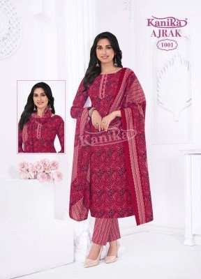 Kanika Ajrak Vol 1 Stylish Straight Kurti with Printed Pant And Cotton Feel Dupatta Wholesale kurtis catalogs