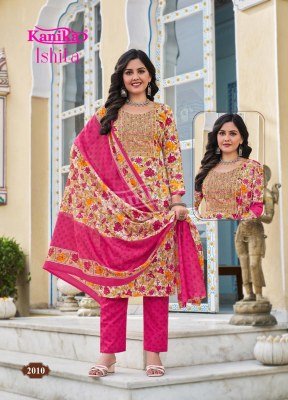 Kanika Ishita Vol 2 Premium Embroidered Straight Kurti Set with Pant And Printed Cotton Dupatta Wholesale kurtis catalogs