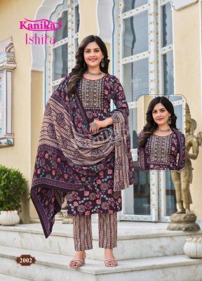 Kanika Ishita Vol 2 Premium Embroidered Straight Kurti Set with Pant And Printed Cotton Dupatta Wholesale kurtis catalogs