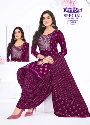 Kanika present Kanika special vol 3 mix cotton printed with neck embroidered top bottom and dupatta catalogue  at low rate Kanika ready made suits 