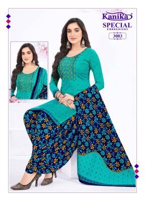 Kanika present Kanika special vol 3 mix cotton printed with neck embroidered top bottom and dupatta catalogue  at low rate dress material catalogs