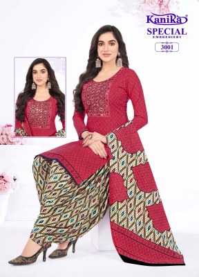 Kanika present Kanika special vol 3 mix cotton printed with neck embroidered top bottom and dupatta catalogue  at low rate dress material catalogs