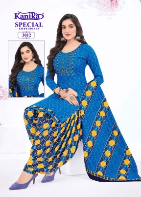 Kanika present Kanika special vol 3 mix cotton printed with neck embroidered top bottom and dupatta catalogue  at low rate dress material catalogs