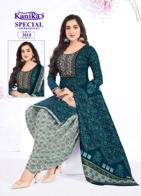 Kanika present Kanika special vol 3 mix cotton printed with neck embroidered top bottom and dupatta catalogue  at low rate dress material catalogs