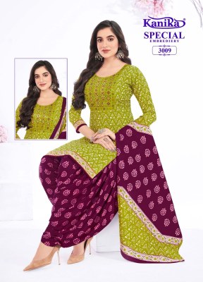 Kanika present Kanika special vol 3 mix cotton printed with neck embroidered top bottom and dupatta catalogue  at low rate dress material catalogs