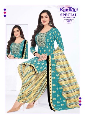 Kanika present Kanika special vol 3 mix cotton printed with neck embroidered top bottom and dupatta catalogue  at low rate dress material catalogs