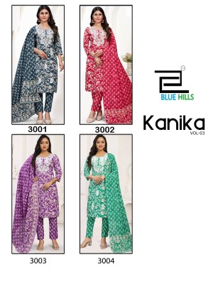 Kanika vol 3 present Thread embroidered fancy top bottom and dupatta catalogue at low rate kurti pant with dupatta Catalogs