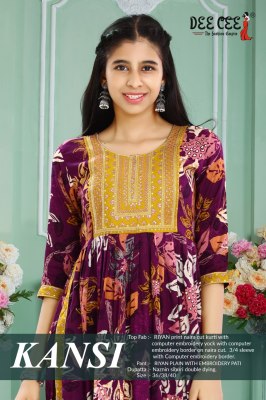 Kansi by deecee Rayon printed naira cut embroidered readymade suit collection at low rate Dee cee