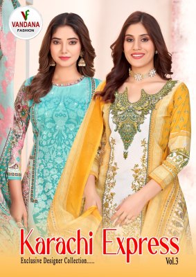 Karachi expree vol 03 by Vandana fashion cotton digital printed dress material catalogue at affordable rate Vandana Fashion