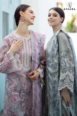 Karachi lawn 02 by Afsana premium pure lawn kurti pant with dupatta catalogue Karachi suits catalogs