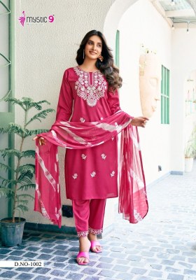 Karachi vol 1 by Mystic 9 lucknowi work embroidered kurti pant and dupatta catalogue at affordable rate readymade suit catalogs