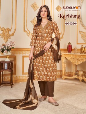 Karishma vol 3 by Suryajyoti cotton printed with neck work readymade suit catalogue at low rate readymade suit catalogs