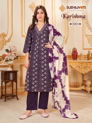 Karishma vol 3 by Suryajyoti cotton printed with neck work readymade suit catalogue at low rate readymade suit catalogs