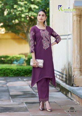 Karissa Lakshara Coord Set Kurti Catalogs Pure Soft Viscose Top And Pant with Hand And Thread Work Premium Stitched Outfit Wholesale kurtis catalogs