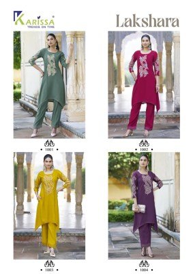 Karissa Lakshara Coord Set Kurti Catalogs Pure Soft Viscose Top And Pant with Hand And Thread Work Premium Stitched Outfit Wholesale kurtis catalogs