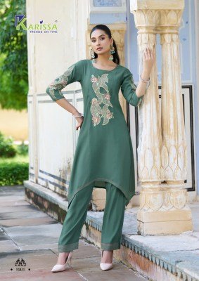 Karissa Lakshara Coord Set Kurti Catalogs Pure Soft Viscose Top And Pant with Hand And Thread Work Premium Stitched Outfit Wholesale kurtis catalogs