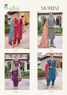 Karissa Mohini Premium Heavy Viscose Simmar Top And Pant Set with Cotton Mall Inner And Pure Viscose Simmar Jacquard Digital Print Dupatta Handcrafted kurtis catalogs