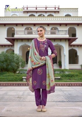 Karissa Mohini Premium Heavy Viscose Simmar Top And Pant Set with Cotton Mall Inner And Pure Viscose Simmar Jacquard Digital Print Dupatta Handcrafted kurtis catalogs