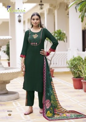 Karissa Vidisha Vol 10 Premium LIVA Rayon Top Plazzo Set with Muslin Digital Print Dupatta And Handwork Wholesale kurtis catalogs