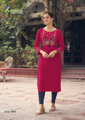 Karissa by Charvee heavy reyon thread work kurti pant and dupatta catalogue  readymade suit catalogs