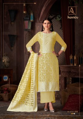 Kasida by Alok Pure Hand Weave Jaquard Designer unstitched suit at amaviexpo wholesale catalogs