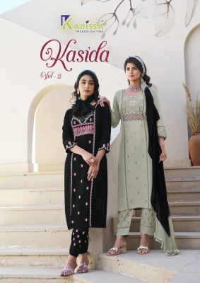 Kasida vol 2 by Karissa Premium Reyon Liva kurti top with bottom at affordable rate wholesale catalogs