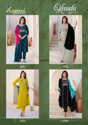 Kasida vol 2 by Karissa Premium Reyon Liva kurti top with bottom at affordable rate readymade suit catalogs