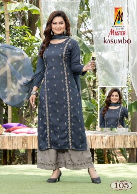 Kasumbo by master reyon embroidered top palazzo catalogue at affordable rate readymade suit catalogs