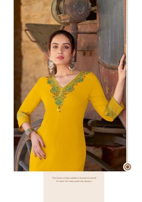 Kaveri by Kadlee Heavy reyon embroidered straight kurti catalogue at affordable rate  kurtis catalogs