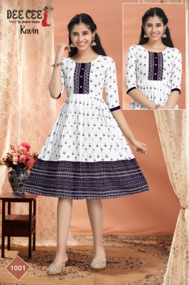 Kavin by Deecee reyon Flared long reyon fancy short kurti catalogue at affordable rate kurtis catalogs