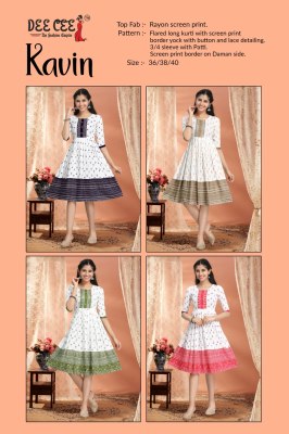 Kavin by Deecee reyon Flared long reyon fancy short kurti catalogue at affordable rate kurtis catalogs