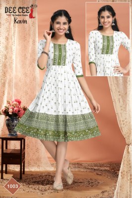 Kavin by Deecee reyon Flared long reyon fancy short kurti catalogue at affordable rate kurtis catalogs