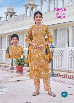 Kavya Aarya Vol 9 Teenage Girls Straight Cut Capsule Foil Print Kurti Set with Embroidered Neck  Comfort Fit Pants And Premium Chanderi Dupatta Set kurtis catalogs