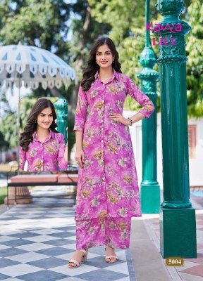 Kavya Lily Vol 5 Casual Wear Shirt Style Long Top with Bottoms Collection kurtis catalogs