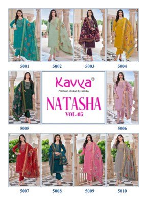 Kavya Natasha Vol 5 Premium Roman Silk Embroidered Kurti with Digital Print Chanderi Dupatta Wholesale kurtis catalogs
