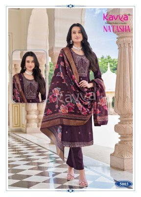 Kavya Natasha Vol 5 Premium Roman Silk Embroidered Kurti with Digital Print Chanderi Dupatta Wholesale kurtis catalogs